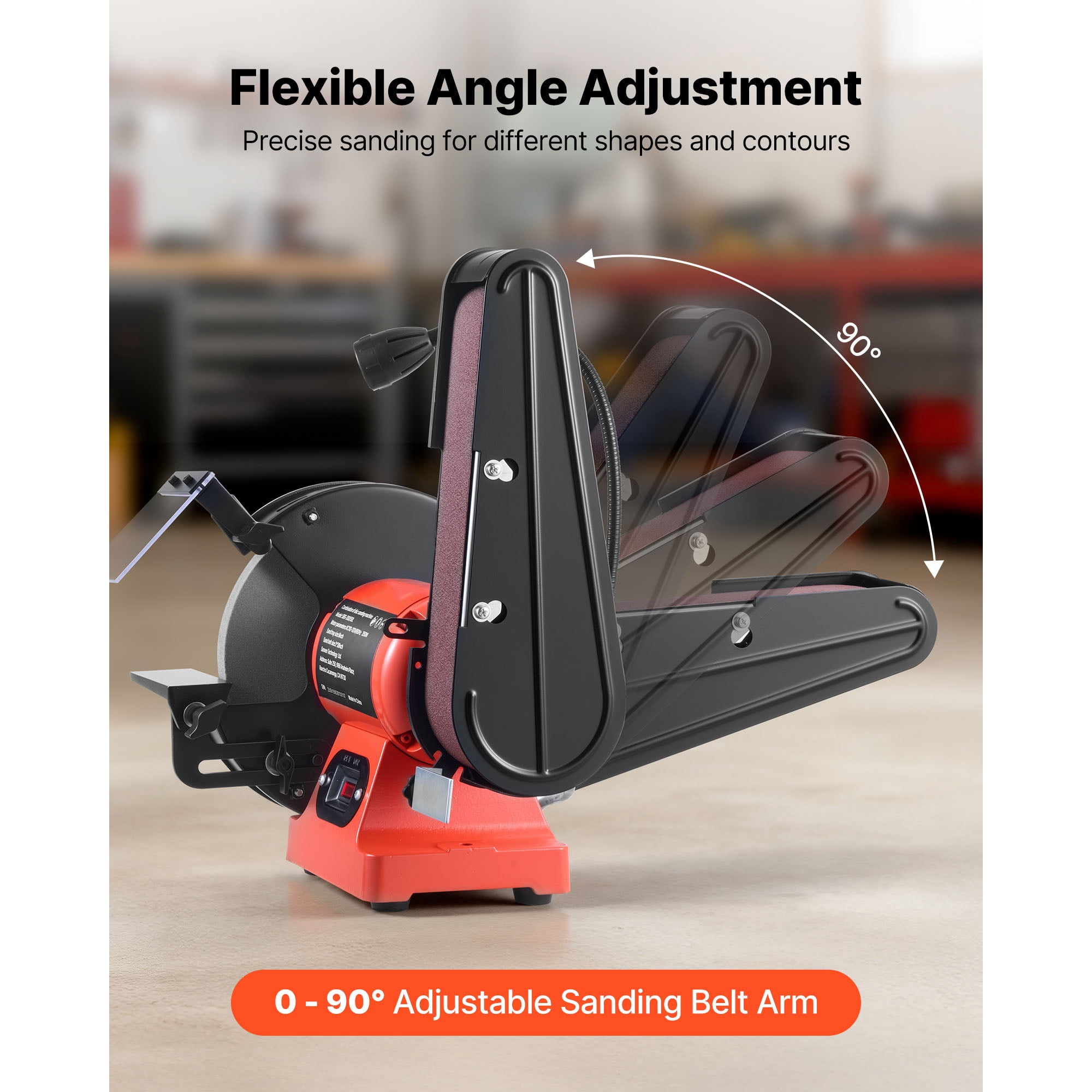 KFFKFF 8-Inch Bench Grinder and 2-Inch x 28-Inch Belt Sander Combo, 350W Grinding and Sanding Machine with LED Work Light and Eye Shield for Metal and Wood Projects, Knife Sharpening