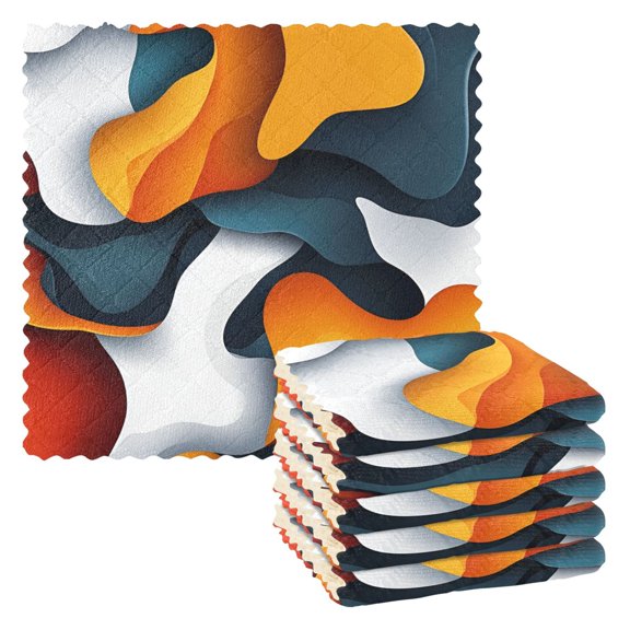 Yayeee 6 Pack Kitchen Dish Cloths Set for Washing Soft Drying Absorbent Microfiber Towels, Abstract Wavy