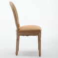 thumbnail image 5 of GAKMCIL Linen Fabric Upholstered Dining Chair, French Style Solid Wood Frame Antique Painting Rattan Back Dining Room Chair, Steel Spring Lining, Weight Capacity:300lb, Tan (Set of 2), 5 of 15