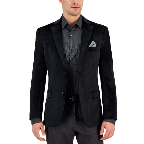 Alfani Mens Slim fit Sport Coat Blazer 42 L Black Solid