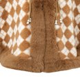 thumbnail image 4 of UTSJKR Women's Plaid Faux Fur Trim Cape Poncho, Winter Warm Open Front Shawl Coat, Pearl Decor Loose Outerwear for Party Daily Occasion Brown, 4 of 8