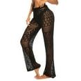 thumbnail image 2 of Angala Womens Cover Up Pants Hollow Out Crochet High Waist Mesh Beach Bikini Swimsuits Pants Soft Stylish Women's Casual Pants, 2 of 6