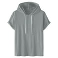 thumbnail image 2 of cllios Mens Pullover Hoodies 2024 Basic Solid Color Short Sleeve Hooded T-shirt Lightweight Casual Athletic Hoodie Summer Loose Tee Tops, 2 of 4