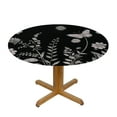 thumbnail image 3 of Nawypu Fitted Round Tablecloths Table Covers Pink Flower Botanical Leaf on Black Waterproof Elastic Edged Table Cloth for Kitchen Dining Holiday Party Tables Decor,Watercolor Dragonfly Floral Art, 3 of 7