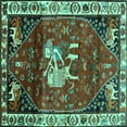 thumbnail image 1 of Ahgly Company Indoor Square Animal Turquoise Blue Traditional Area Rugs, 5' Square, 1 of 4