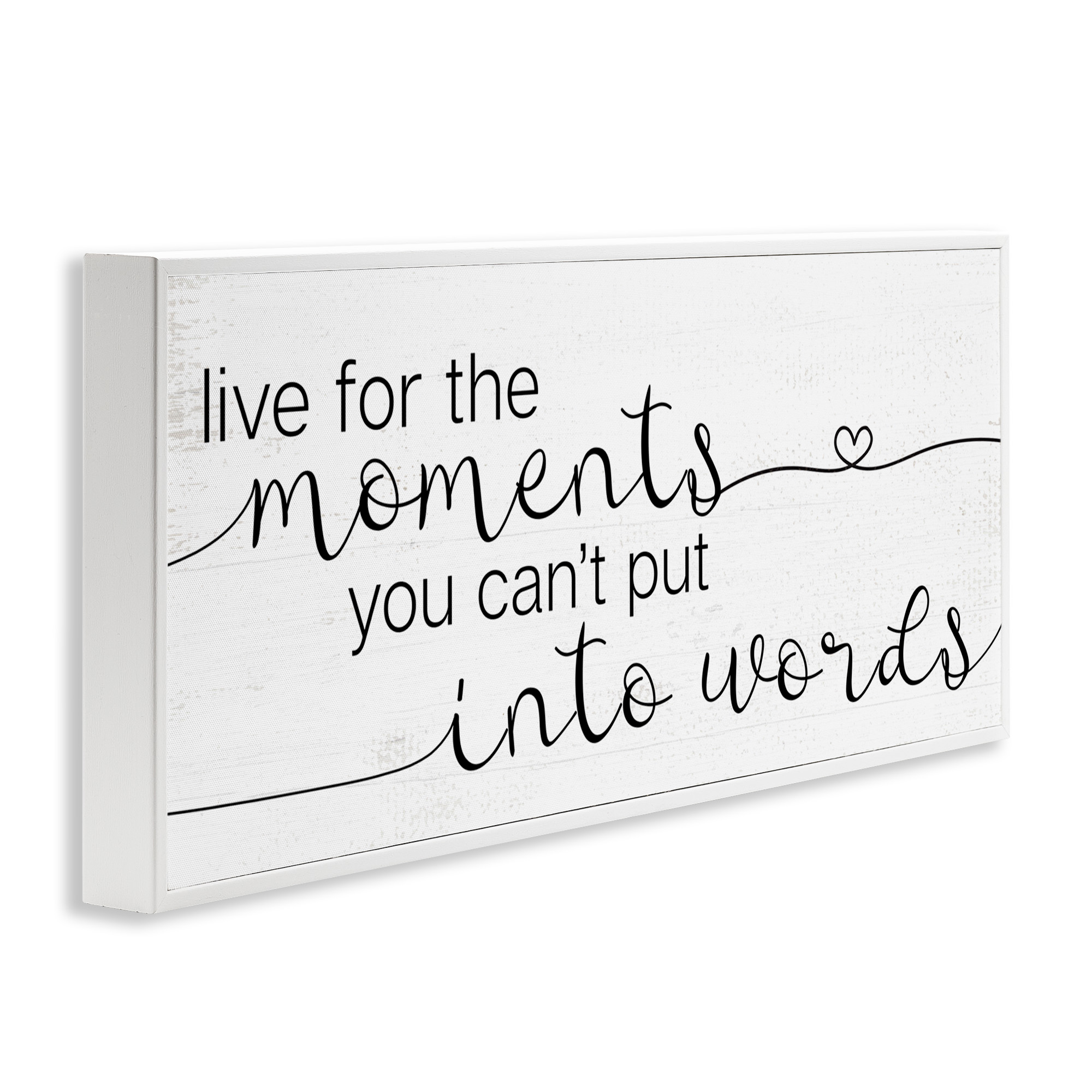 Stupell Industries Live for the Moments Phrase Typography Painting White Framed Art Print Wall Art, 24 x 10