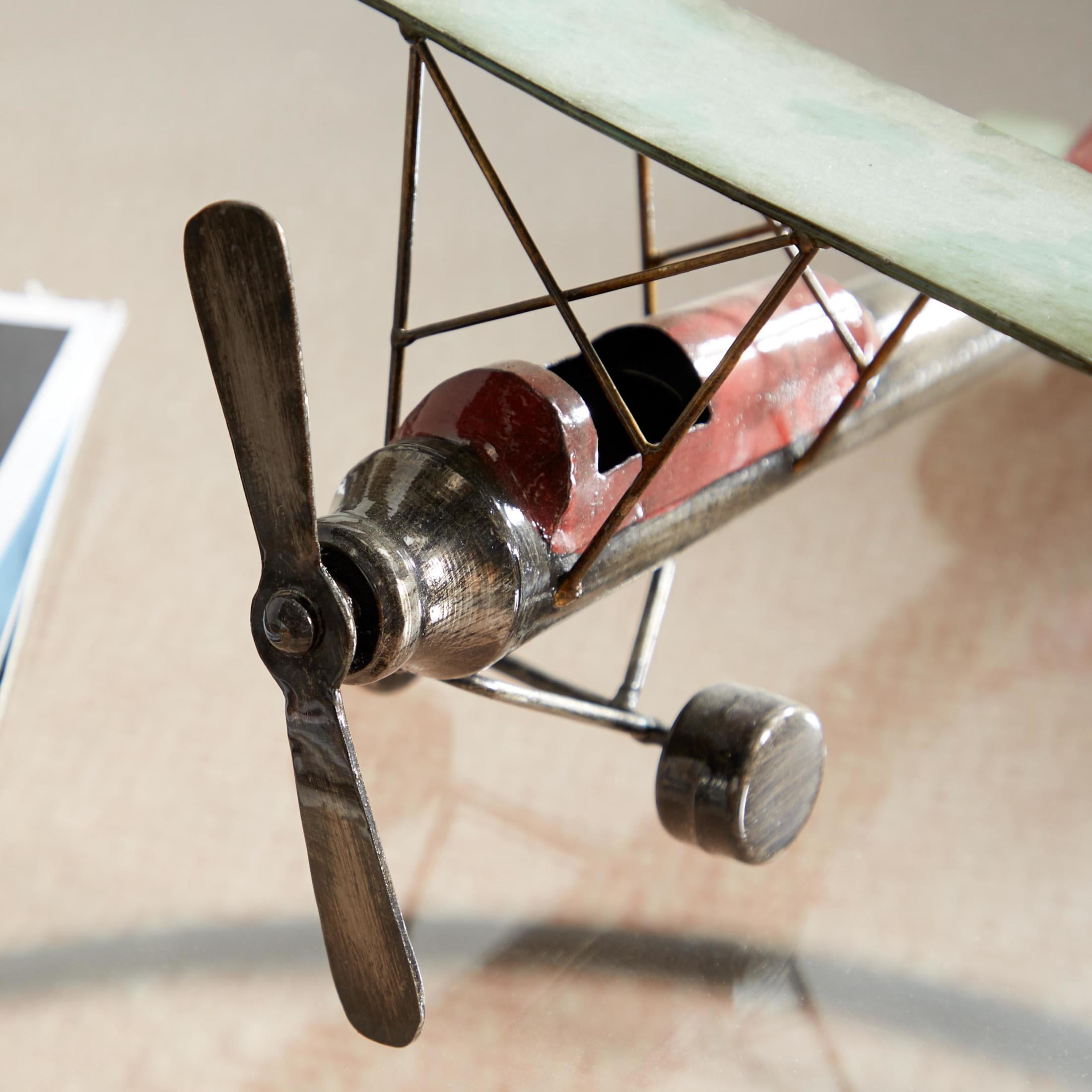 14" x 6" Gray Metal Airplane Sculpture, by DecMode