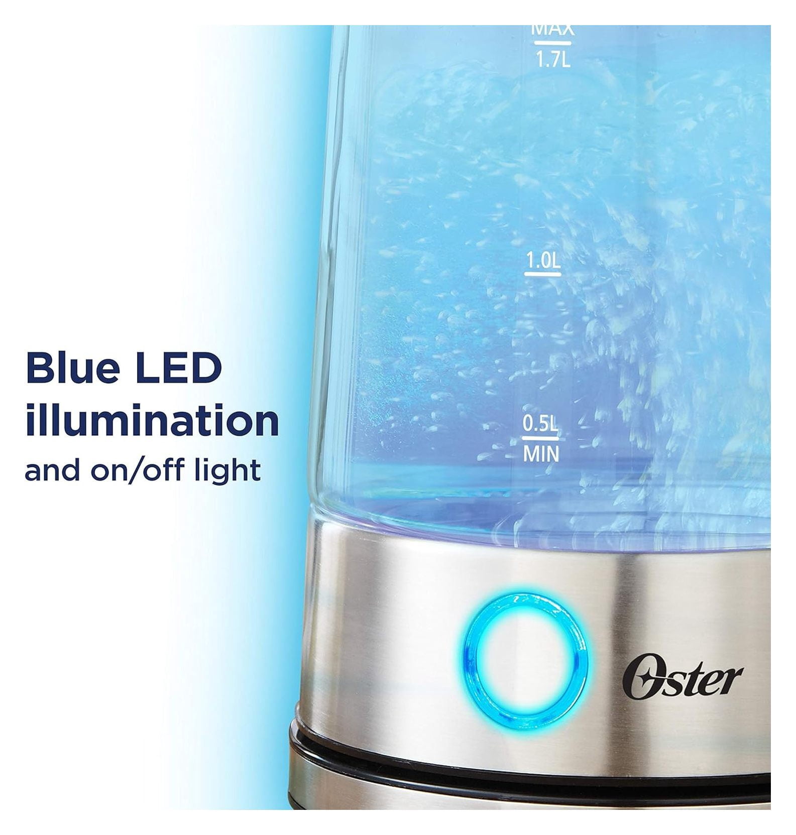 Glass Electric Kettle 1.7 Liter, Blue LED Illuminated Water Boiler