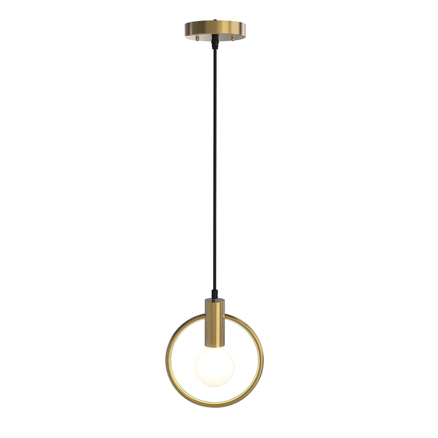 Better Homes & Gardens Open Circle Pendant Light Brass Finish, G25 40W Soft White, Medium Base, Dimmable, 1 pack