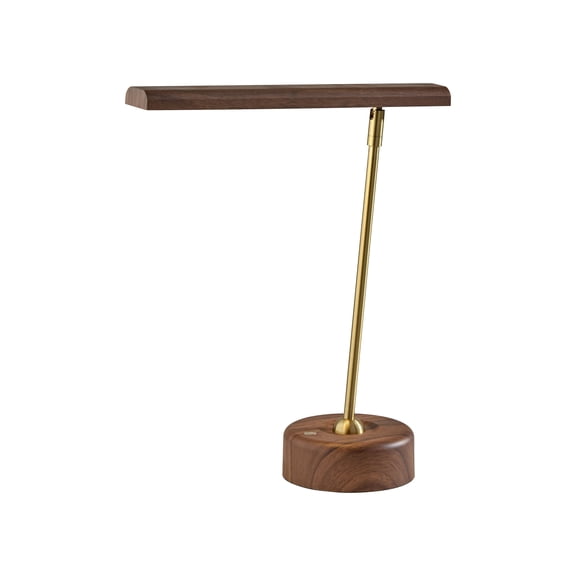 Better Homes & Gardens Modern LED Desk Lamp, Wood Grain Finish, USB Port and AC Outlet