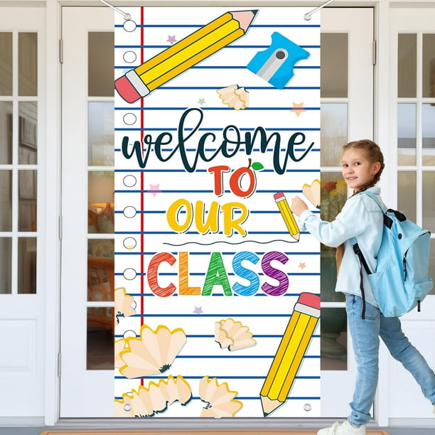 Cubierta para puerta de regreso a clases, decoración para el primer día de clases