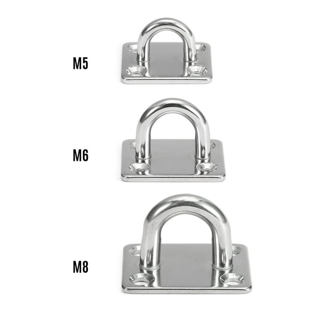 M6 4pcs Pad Eye Plates Marine Hardware Multifunctional Wall Mount Hook Loops