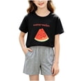 thumbnail image 2 of Amidoa Girls Summer Outfit Sets 2 Piece Graphic T-Shirt Short Sleeve and Casual Pants Set Kids Clothing Sets Black Size 5T, 2 of 5