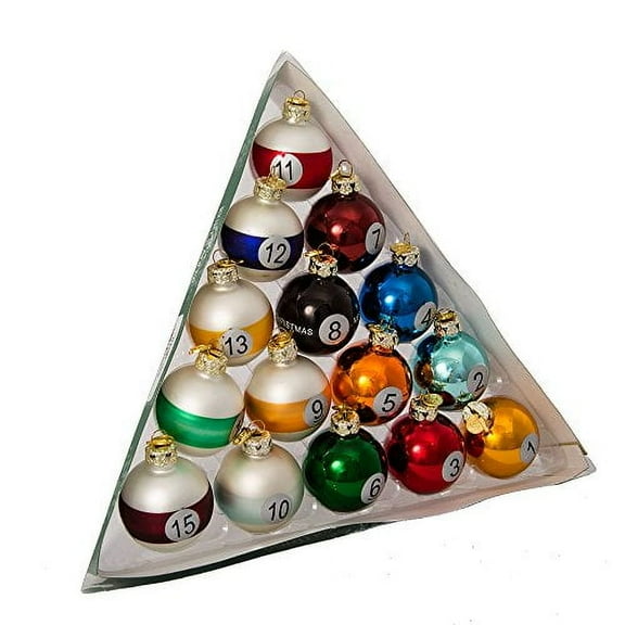 Kurt Adler 40mm Medallion Collection 15 Piece Glass Pool Balls
