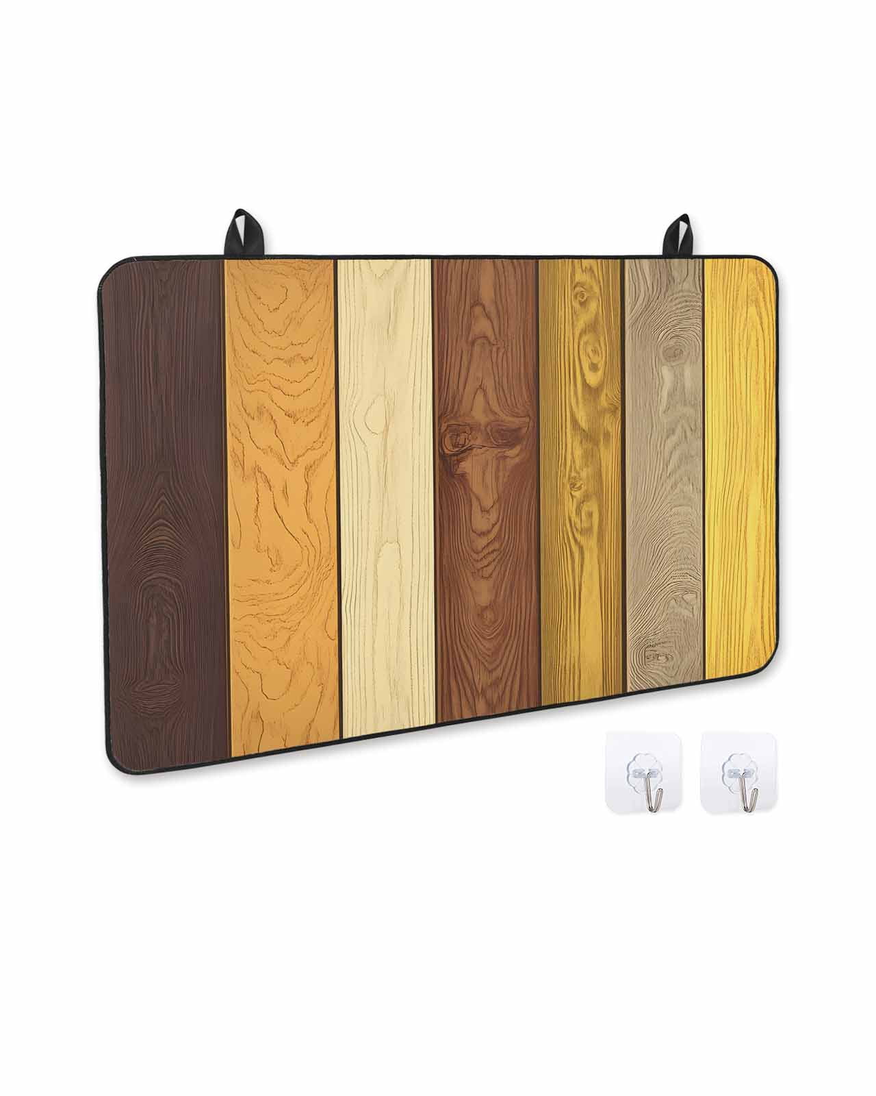 nqOlkjepod Large Induction Cooktop Protector Mat 24"x21", Farmhouse Yellow Brown Stove Top Covers for Electric Stove, Retro Vintage Wood Decorative Stove Burner Cover Mats, Glass Top Stove Cover