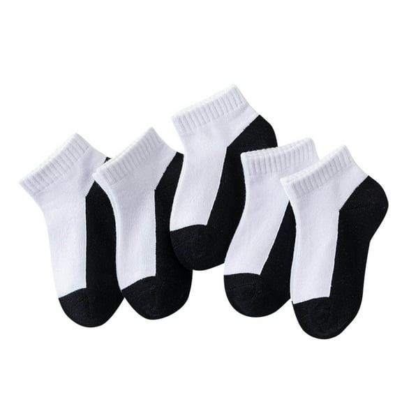 CYRBOKO Toddler Girls Ankle Socks, Running 5 Pairs Cotton Thin Athletic Socks Black Size 1-12 T