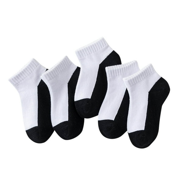Besolor 5 Paires Chaussettes Montantes pour Tout-Petits Garçons Filles à Blocs de Couleur en Coton Respirant Sport Athlétique Chaussettes Invisibles pour Enfants