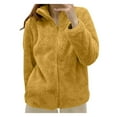 thumbnail image 1 of GDREDA Veste Unie pour Femmes, Col Zippé, Vêtement d'Extérieur Confortable, Jaune, TTG, 1 of 3