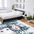 thumbnail image 5 of Christmas Blue Snowman Area Rug 2.7x5ft Winter Snow Scene Pine Tree Forest Bird Non-Slip Washable Square Rugs Soft Felt Indoor Floor Mat for Bedroom Kitchen Living Room Bathroom, 5 of 8