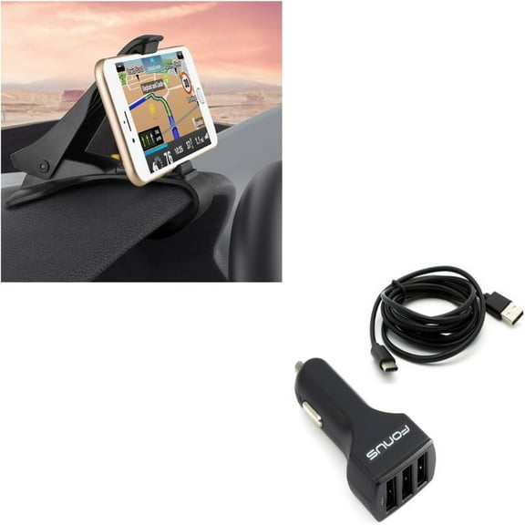 Non-Slip Dash Car Mount w 3-Port USB 36W Charger for OnePlus 6, 7 Pro - Razer Phone 2 - RED Hydrogen One - Samsung Galaxy S9 Plus, S8  S8, S10 Plus active S10e 5G Note 9 8 A9 A50 - Sonim XP8