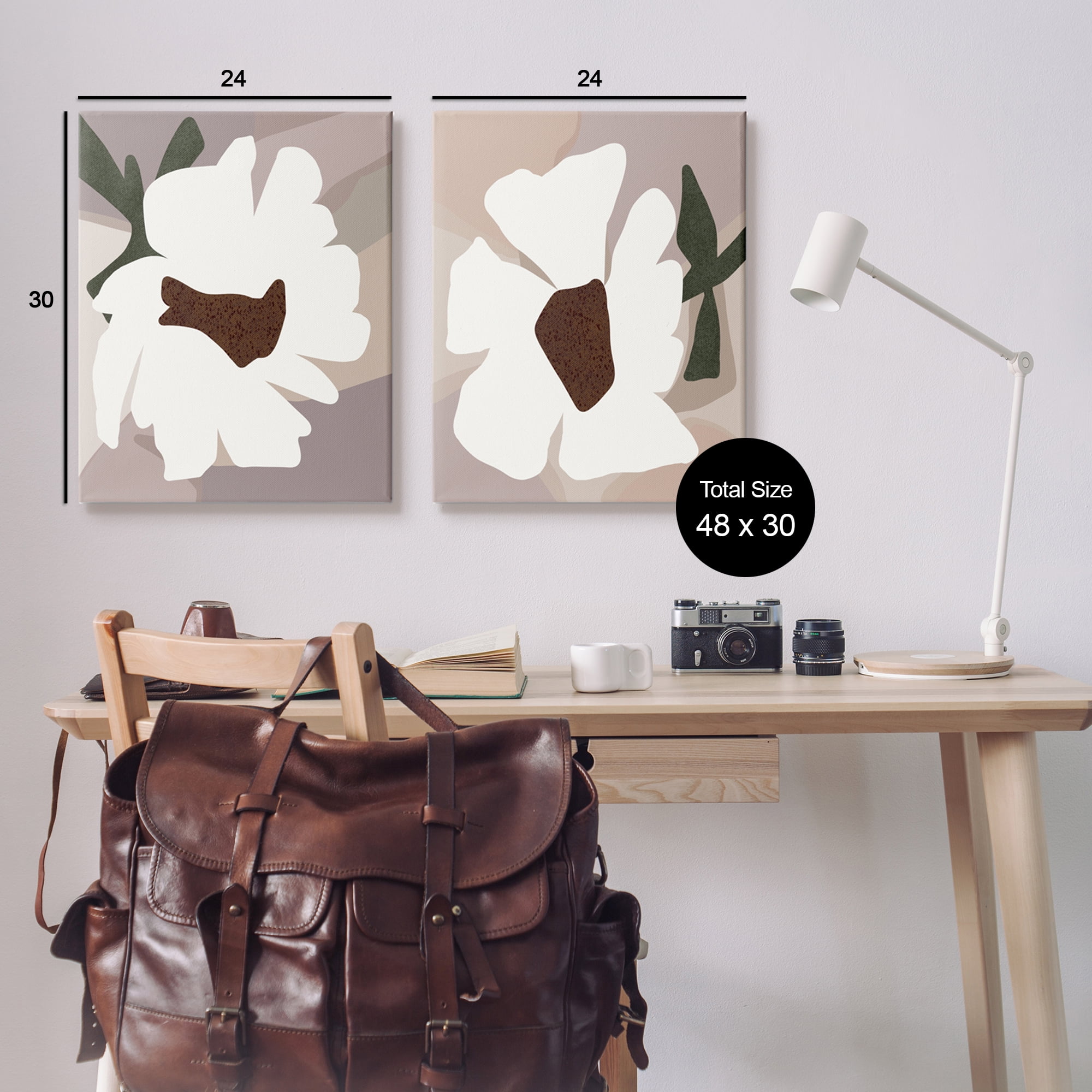 Stupell Industries Abstract White Daisies Botanical & Floral Painting Gallery Wrapped Canvas Art Print Wall Art, 24 x 30, Set of 2