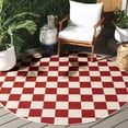 thumbnail image 2 of SAFAVIEH Courtyard Talbot Checkered Indoor/Outdoor Area Rug, Red/Beige, 2'7" x 2'7" Round, 2 of 11