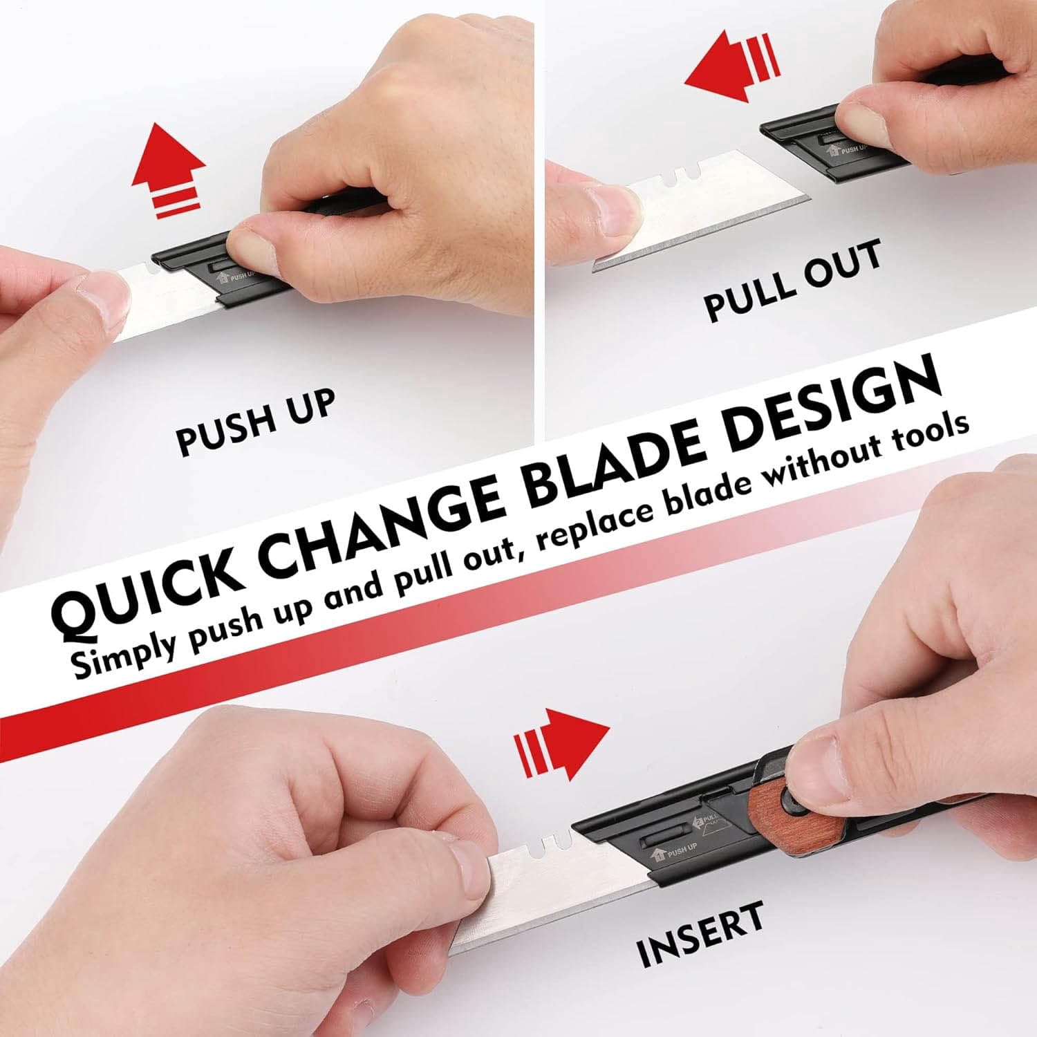 2-in-1 Folding Knife/Utility Knife, Quick-Change Box Cutter with Belt Clip and Liner Lock, Extra Blades Included