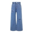 thumbnail image 5 of CHICTRY Kids Girls Loose Ripped Jeans Wide Leg Distressed Denim Pants,Sizes 3-15 Blue-A 170, 5 of 7