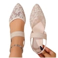 thumbnail image 6 of DIVVce Slingback Flats For Women Floral Embroidery Sheer Mesh Single Woven Instep Strap Pointed Toe Slip On Flat Slingback Shoe Footwear, 6 of 7