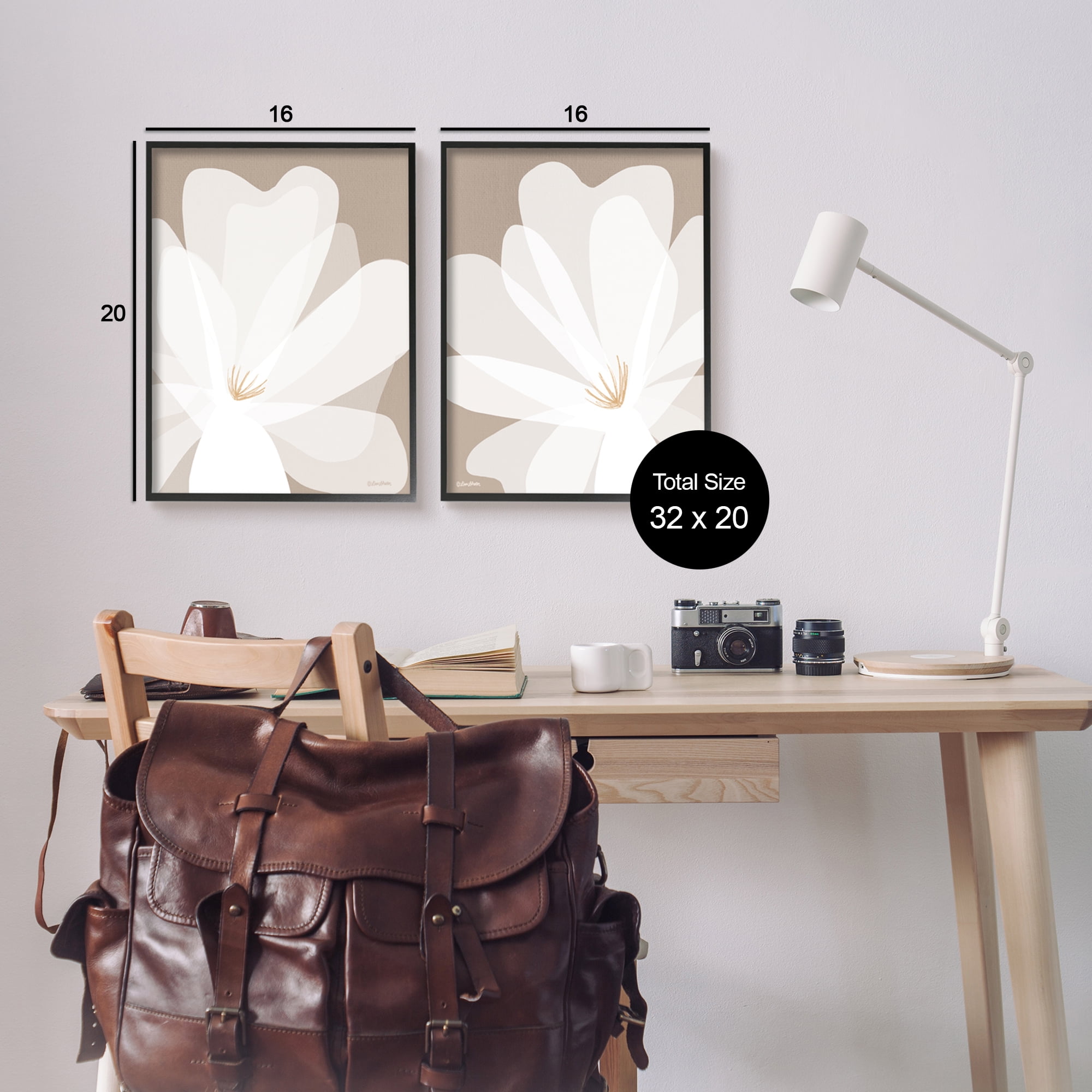 Stupell Industries White Boho Flowers Botanical & Floral Painting Black Framed Art Print Wall Art, 16 x 20