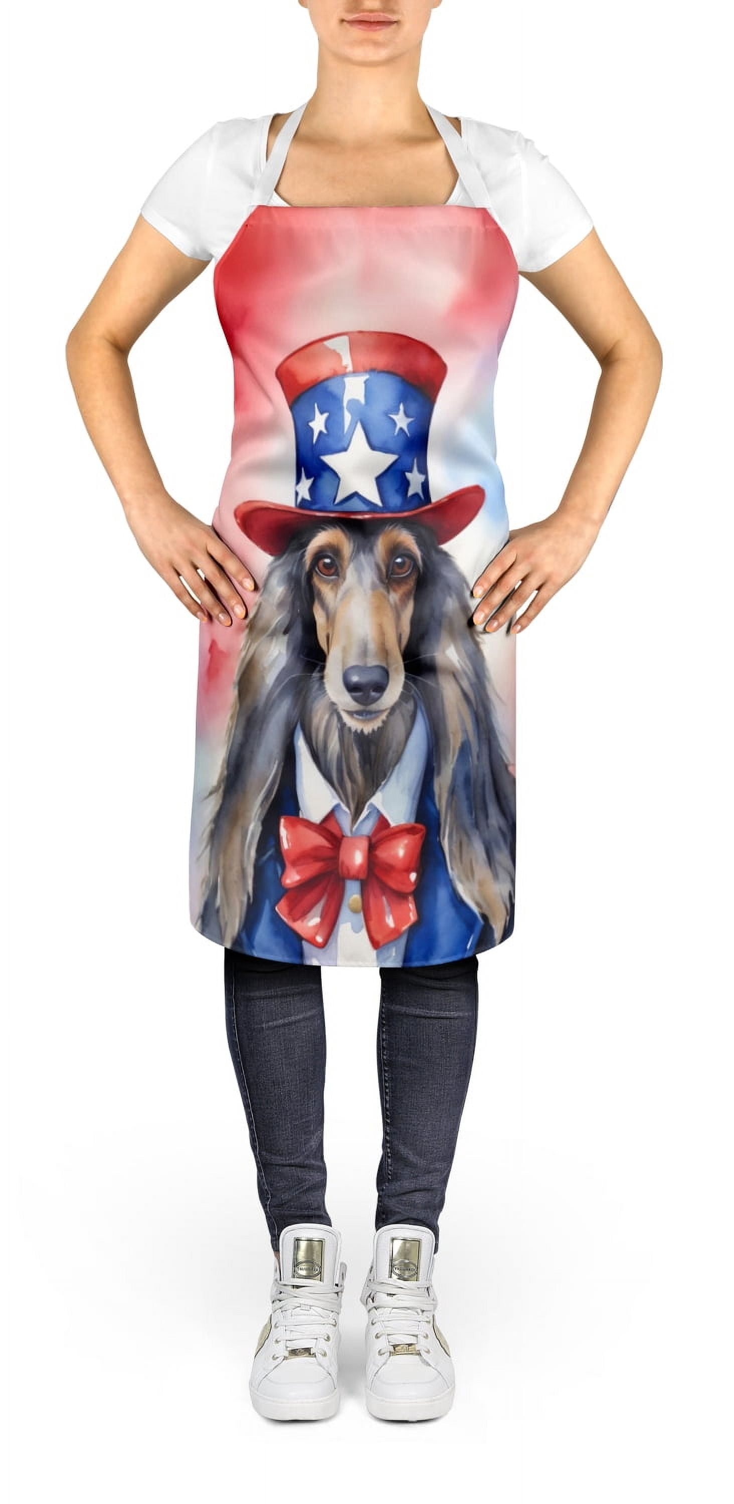 Afghan Hound Patriotic American Apron 27 in x 30 in
