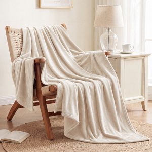 U by Bedsure Fleece Blanket Twin Blanket Cream Lightweight Super Soft Cozy Blanket 60X80 inches