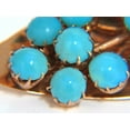 thumbnail image 2 of 1940's PERSIAN TURQUOISE LEAF PIN HANDMADE 14KT ROSE GOLD, 2 of 6