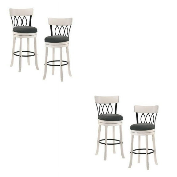 Furniture of America Beka Wood 29 Inch Swivel Bar Stool in Sea White Set of 4