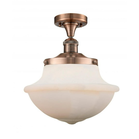 Innovations 517-1CH-AC-G541-LED Large Oxford 1 Light Semi-Flush Mount part of the Franklin Restoration Collection, Antique Copper
