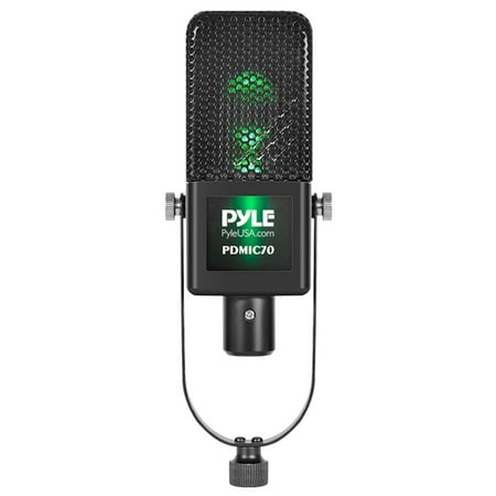 Pyle PDMIC70 - Cardioid Condenser Microphone Kit - Pro Audio Large Diaphragm Condenser Mic with Backlit LED Light, Desktop Tr Stand, XLR Audio Cable