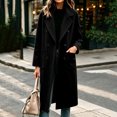 thumbnail image 5 of IUYRTFE Women's Long Overcoat Lapel Collar Button Down Knee Length Coat with Pockets Lined, 5 of 9