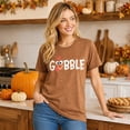 thumbnail image 4 of DEXIO Gobble Thanksgiving T-Shirt for Women Funny Turkey Graphic Print Shirts Fall Tee Tops Brown L, 4 of 13