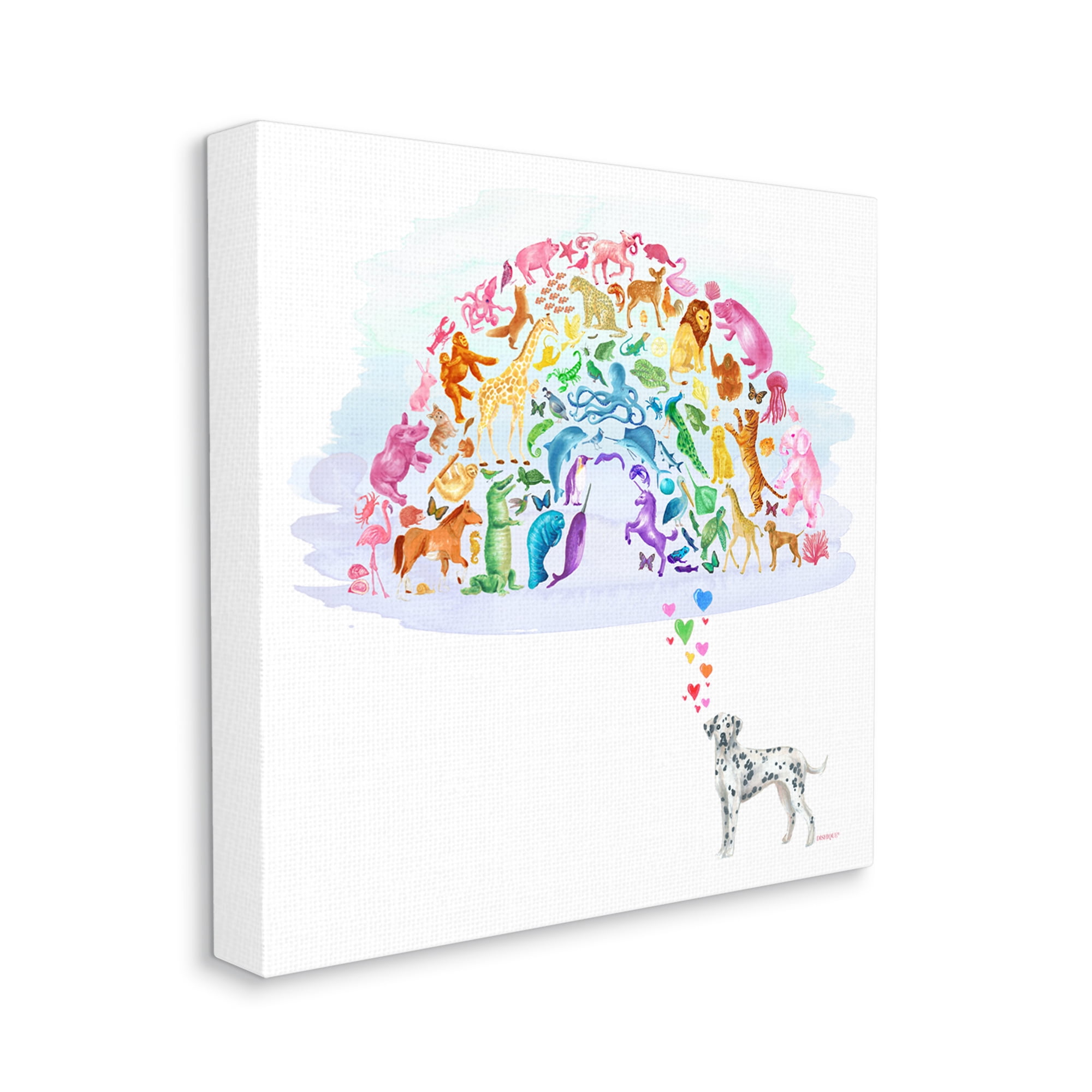 Stupell Industries Bright Rainbow Animals Dalmatian Dream Arch Shape Graphic Art Gallery Wrapped Canvas Print Wall Art, Design by Dishique
