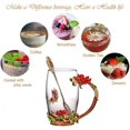 thumbnail image 3 of Paquete de 2 tazas de té de cristal con flores, taza de café esmaltada con asa, taza de cristal de mariposa y rosa para mujer, mamá, abuela, amiga, esposa, Navidad Sailing Electrónica, 3 of 6
