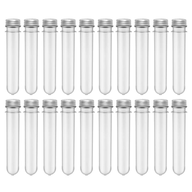 MasteelfCA 20pcs 40ml Clear Plastic Test Tubes PET Cylindrical Containers with Screw Caps for Science Experiments Snacks