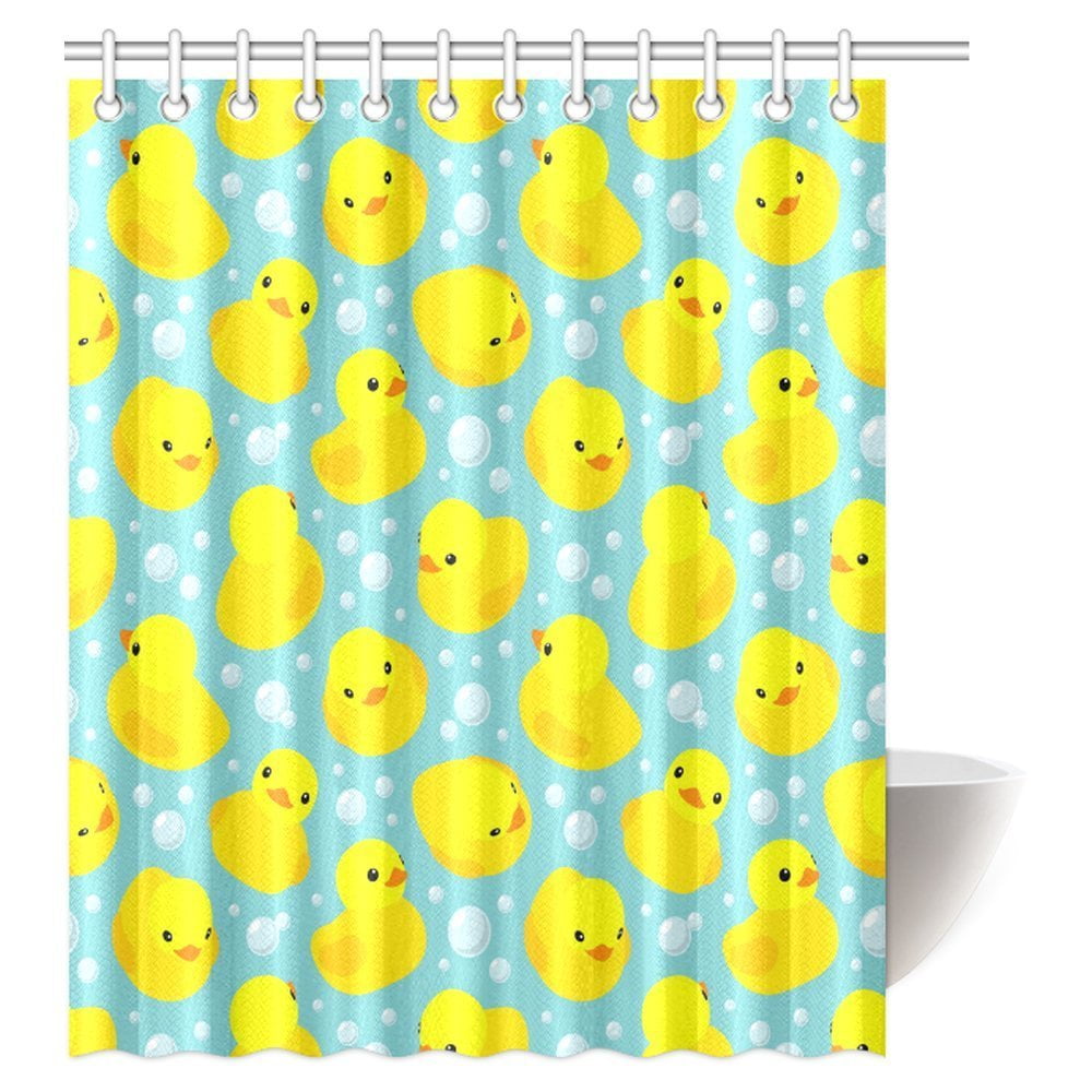 MYPOP Nursery Decor Shower Curtain, Cute Happy Baby Rubber Duck and ...