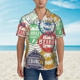 thumbnail image 2 of Disketp Hawaiian Shirts For Men,Travel Stamp Print Mens Casual Short Sleeve Button Down Shirts Beach Shirt, 2 of 7