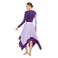 thumbnail image 2 of Raenseen Women Liturgical Praise Dance Dresses Long Sleeve Worship Dancewear Purple XL, 2 of 7