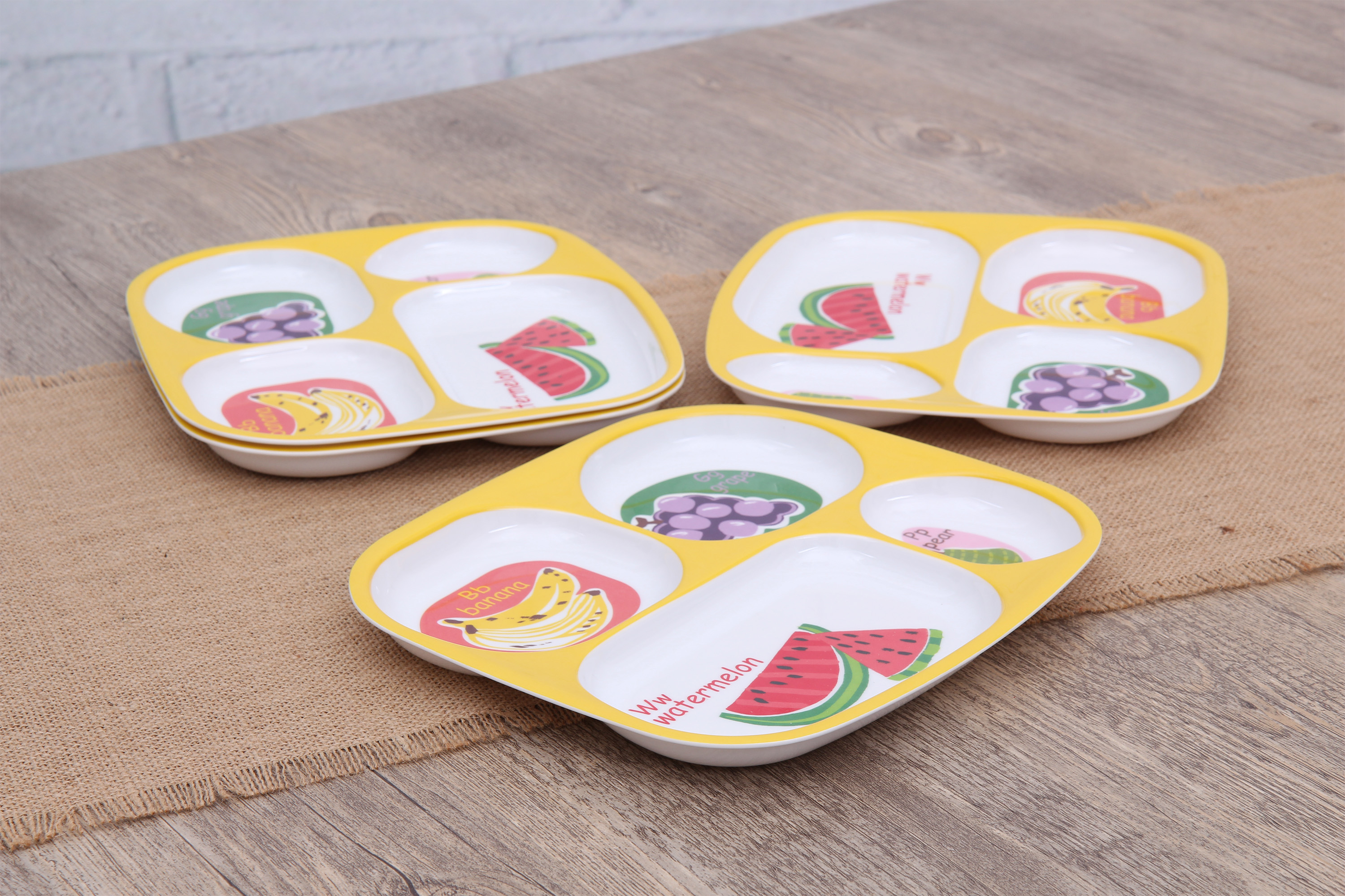 Mainstays Kids 4-Pack Melamine Divided Plates, ABC's of Health - image 2 of 6