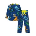 thumbnail image 2 of Kll Dinosaur In Space Sleepwear Mens Flannel Pajamas,Long Cotton Pj Set, 2 of 9