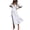 White, variant on Women's V Neck Puff Sleeve Midi Dress with Ruched Detail Lined Body Lightweight Fabric 95% Polyester 5% Spandex