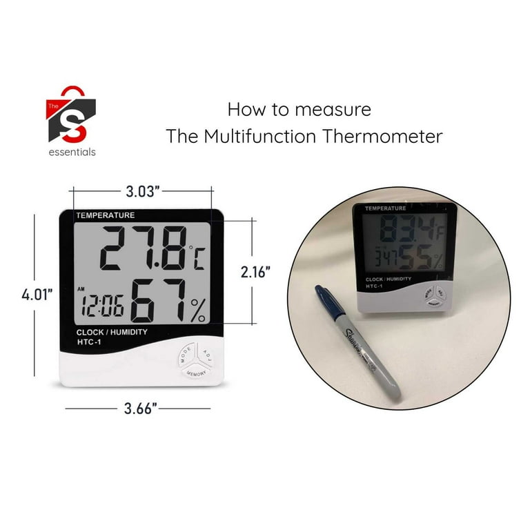 Digital Multifunctional Desk Clock with Thermometer, Humidity Checker, Alarm Clock, Calendar, Digital Clock with 5 Functions, Alarm Clock for
