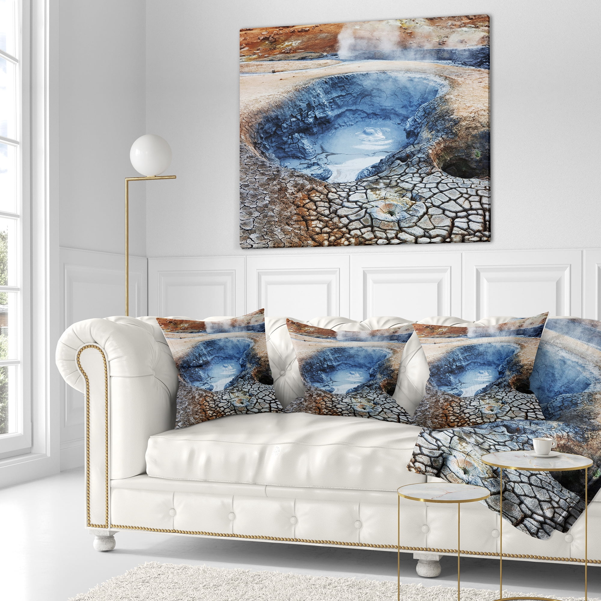 Designart Beautiful Fumarole Field in Iceland - Landscape Wall Throw Pillow - 18x18