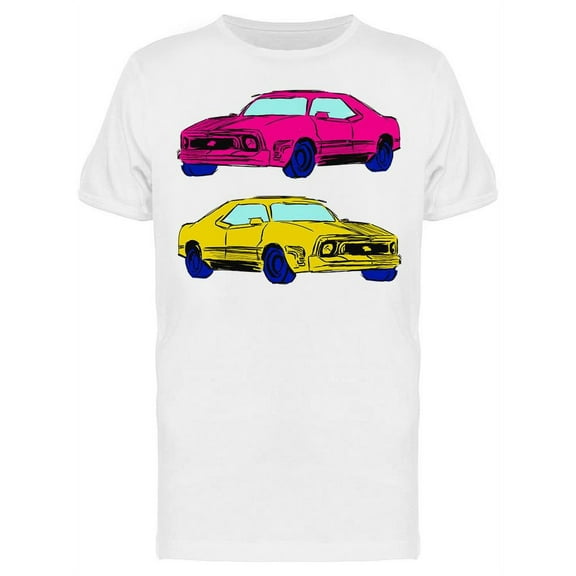 Pink And Yellow Cars T-Shirt Men -Image by Shutterstock, Male 3X-Large